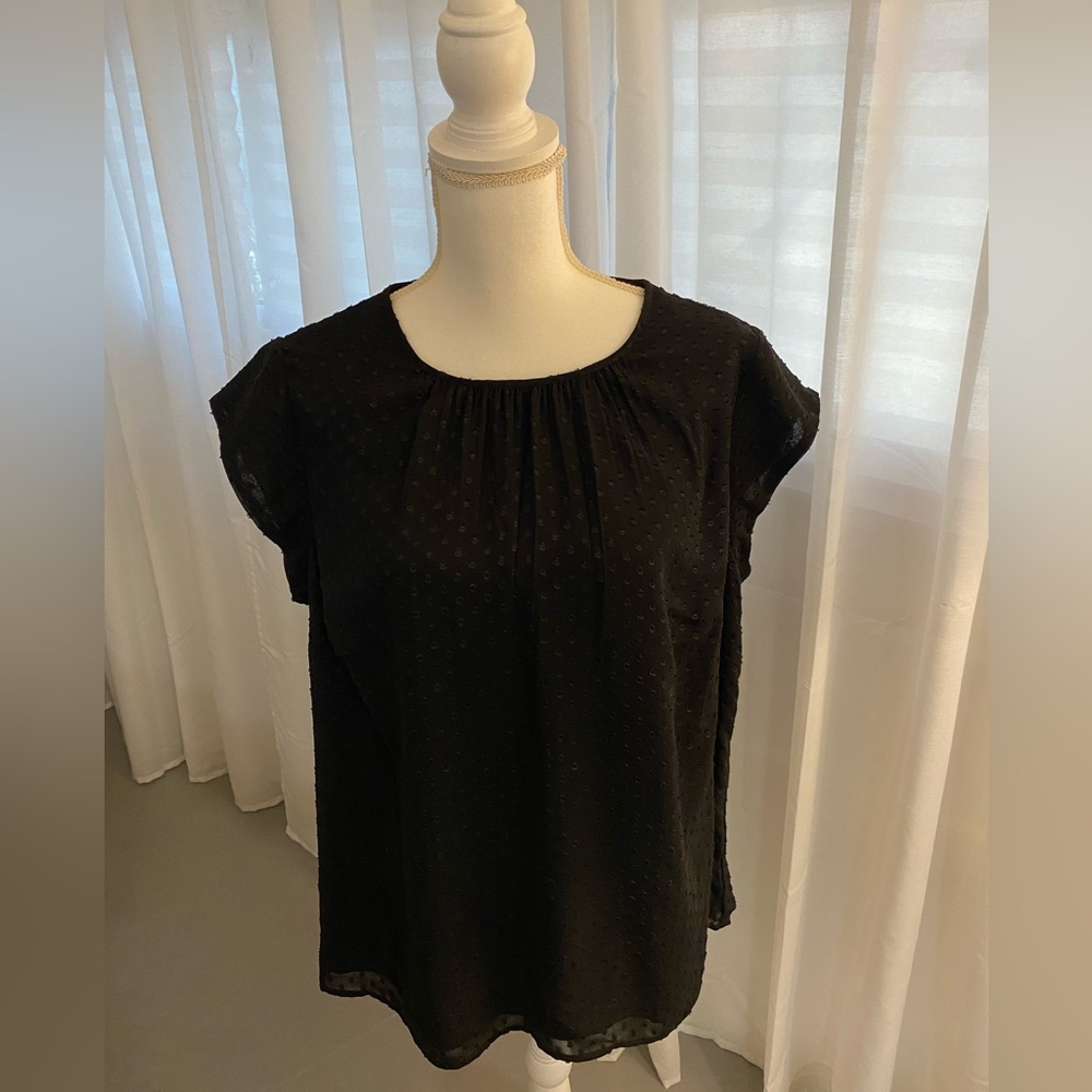 DR2 Women's Plus Size Cap Sleeve Casual Loose Fit Woven Blouse